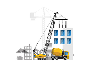 彩色卡通工厂建筑扁平插画素材